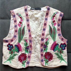 Zara Multicolor Embroidered Vest